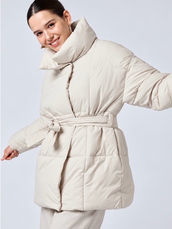 Jackets & Blazers - Women's Cream Belted Puffer Coat